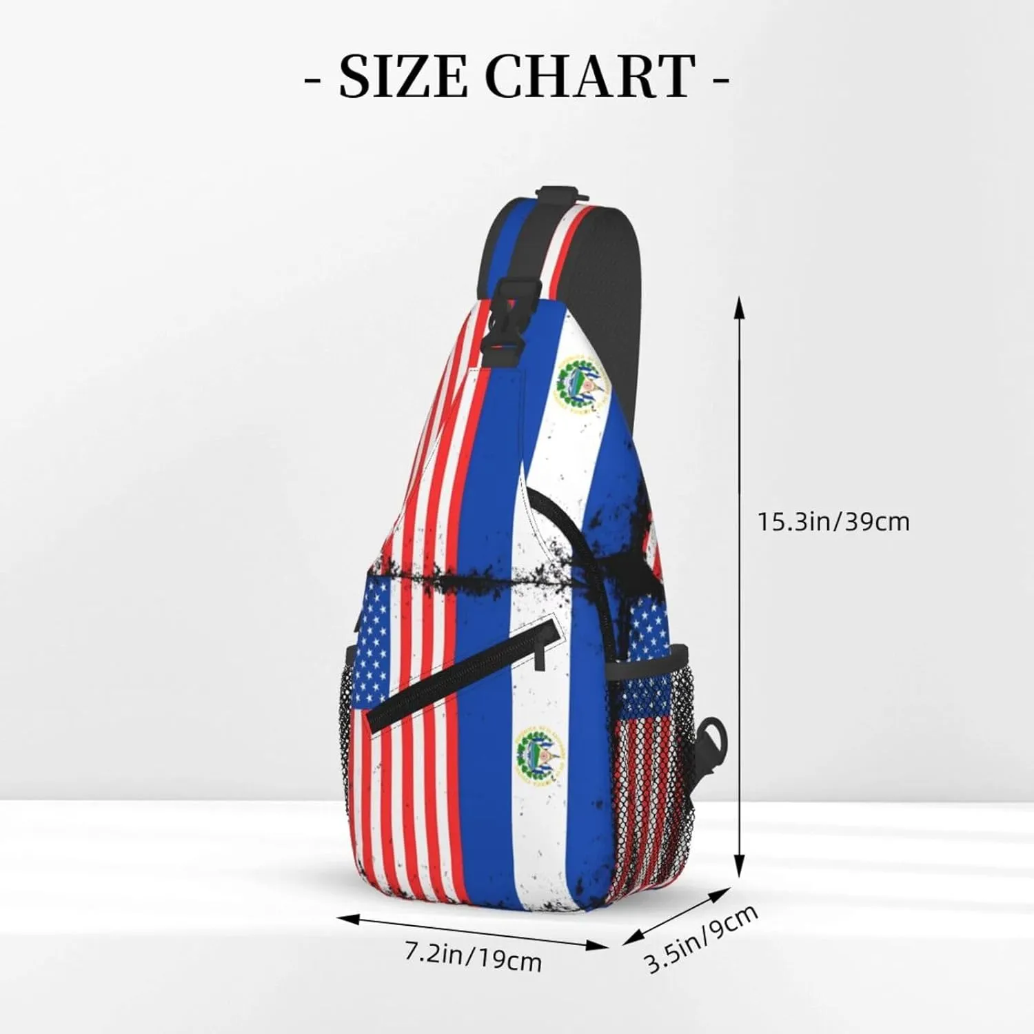 American Salvadorian Flag Salvadoreños Roots Chest Sling Bag Crossbody Shoulder Backpack Bag Gym Cycling Daypack Travel Hiking Cross Bag