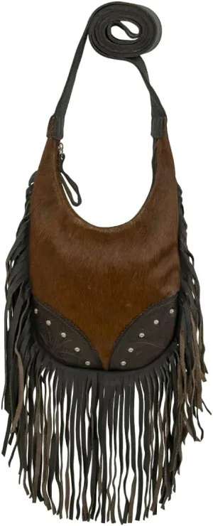 American West Fringed Cowgirl Crossbody with Fringe | Hand-Tooled Genuine Leather