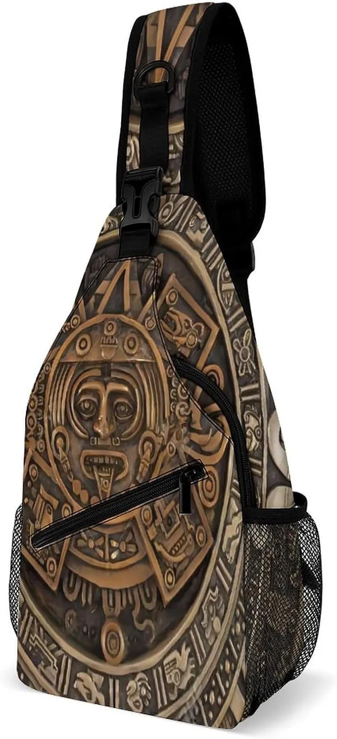 Ancient Aztec Calendar Sling Bags Men And Women Shoulder Backpack Chest Bag Cross Body Chest Sling Backpack.