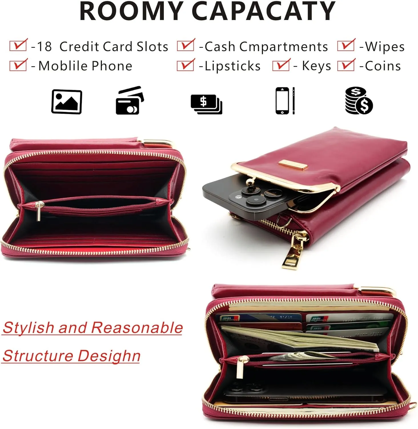 ANDOILT Small Crossbody bags Cell Phone Purses for Women Shoulder Travel Pouch Handbag Wallet with Credit Card Slots