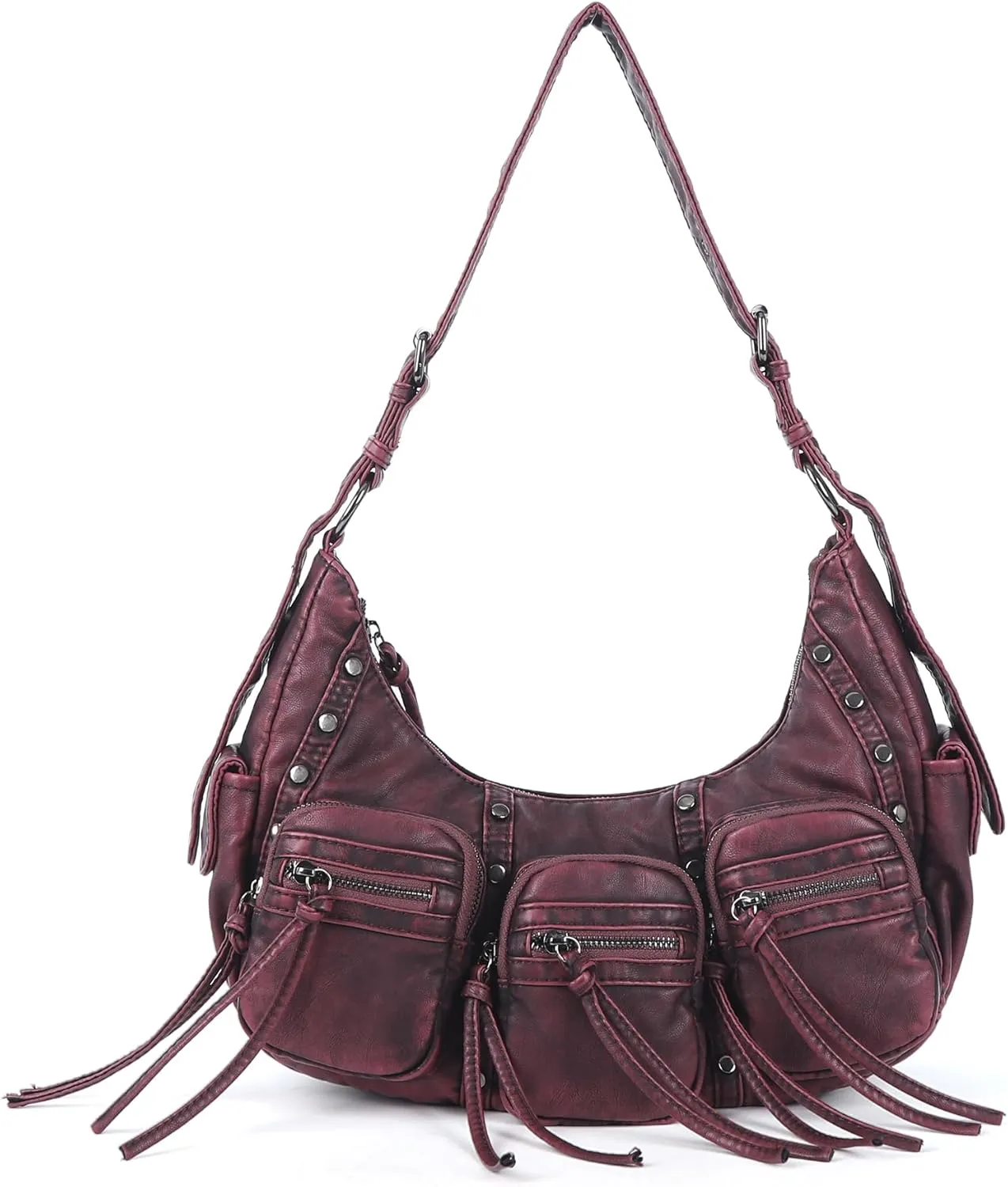 Angel Kiss Hobo Bags Purse for Women Y2K Shoulder Bag Multi Pockets Designer Satchel Studded Handbags with Strap