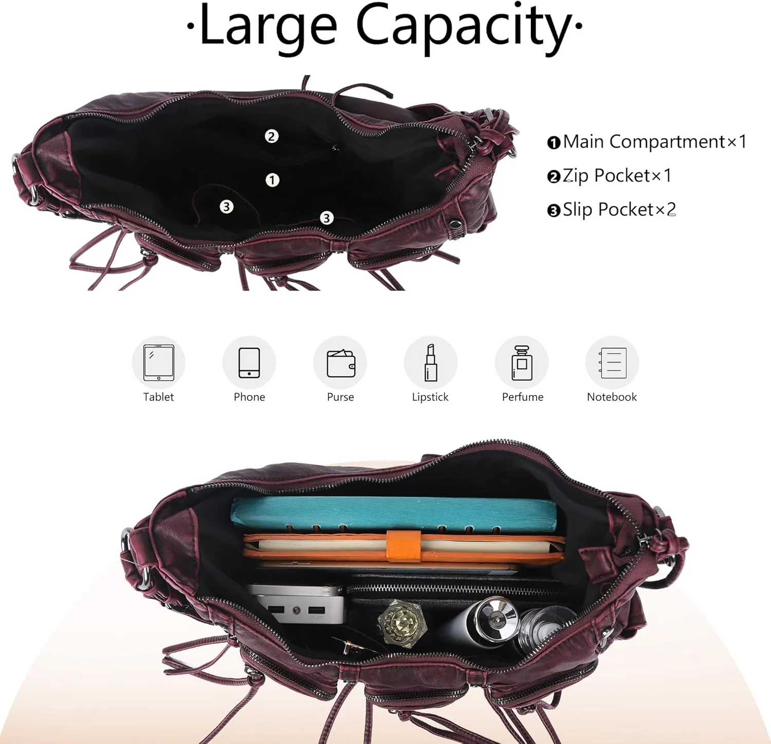 Angel Kiss Hobo Bags Purse for Women Y2K Shoulder Bag Multi Pockets Designer Satchel Studded Handbags with Strap