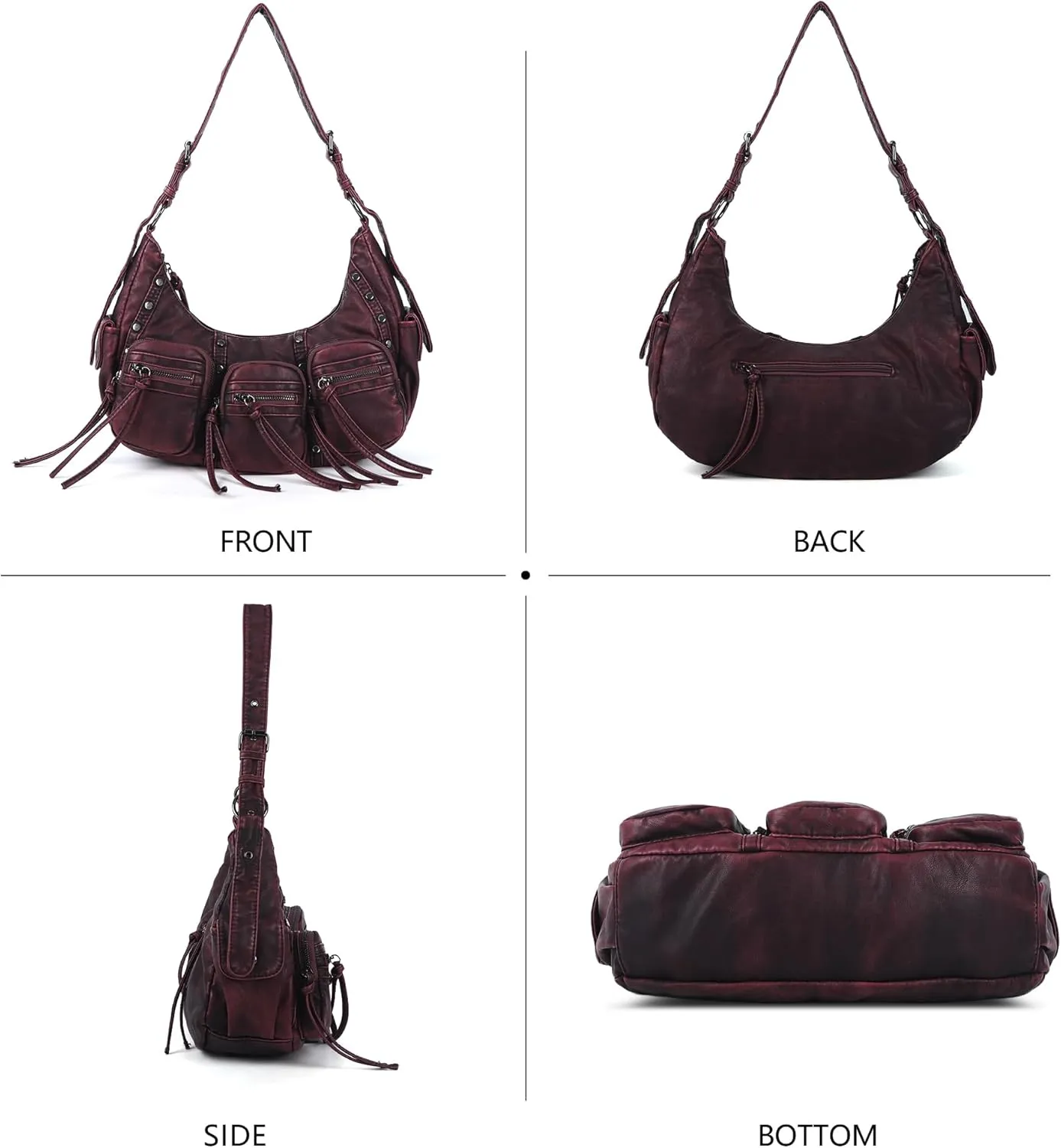 Angel Kiss Hobo Bags Purse for Women Y2K Shoulder Bag Multi Pockets Designer Satchel Studded Handbags with Strap
