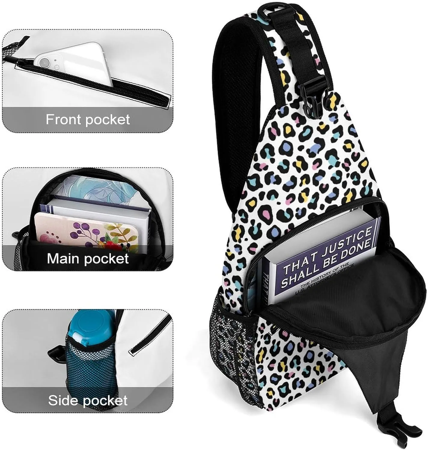 Animal-print Pattern Crossbody Sling Bag for Women Men Travel Chest Bag, Cycling Shoulder Backpack