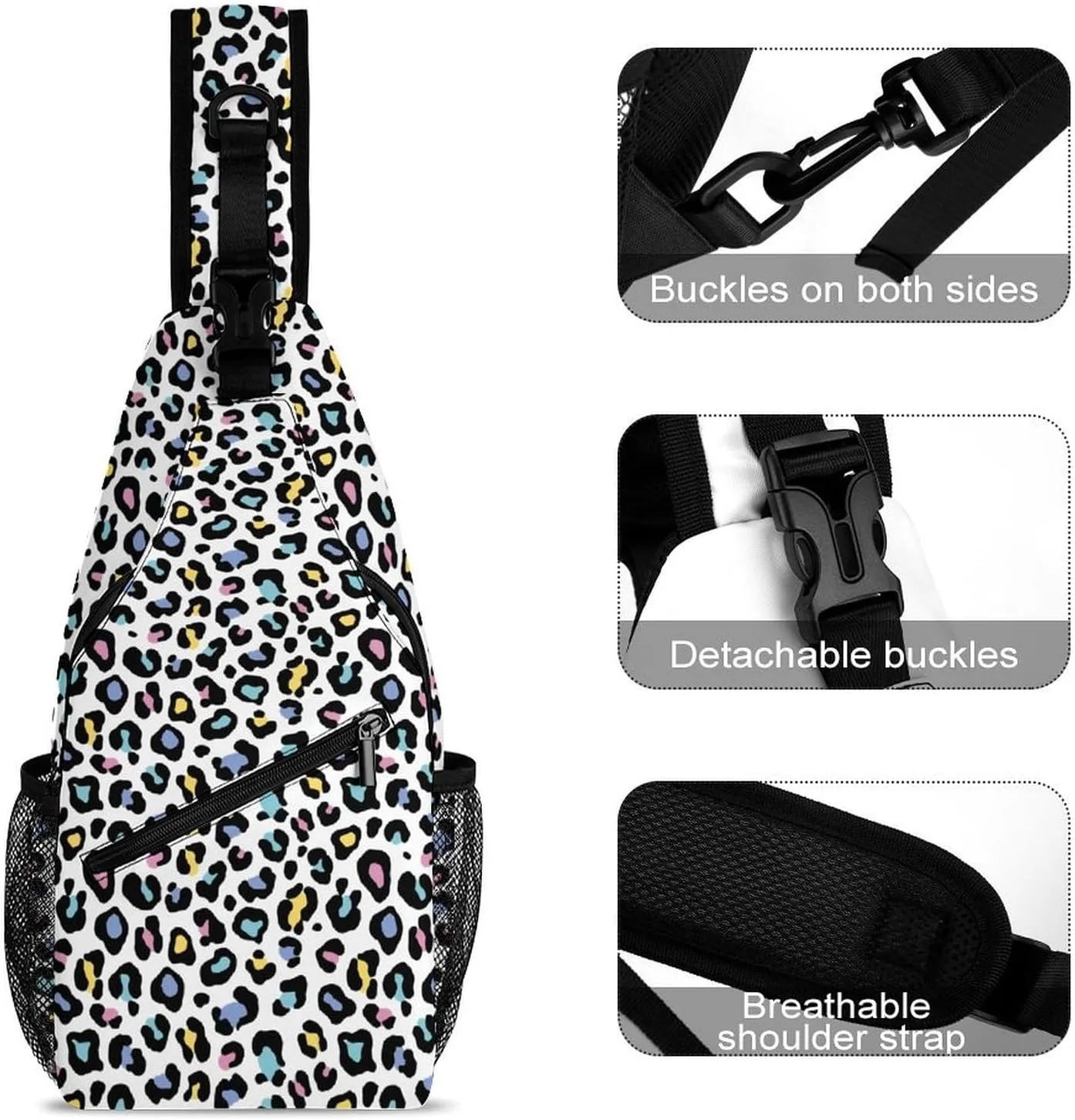 Animal-print Pattern Crossbody Sling Bag for Women Men Travel Chest Bag, Cycling Shoulder Backpack
