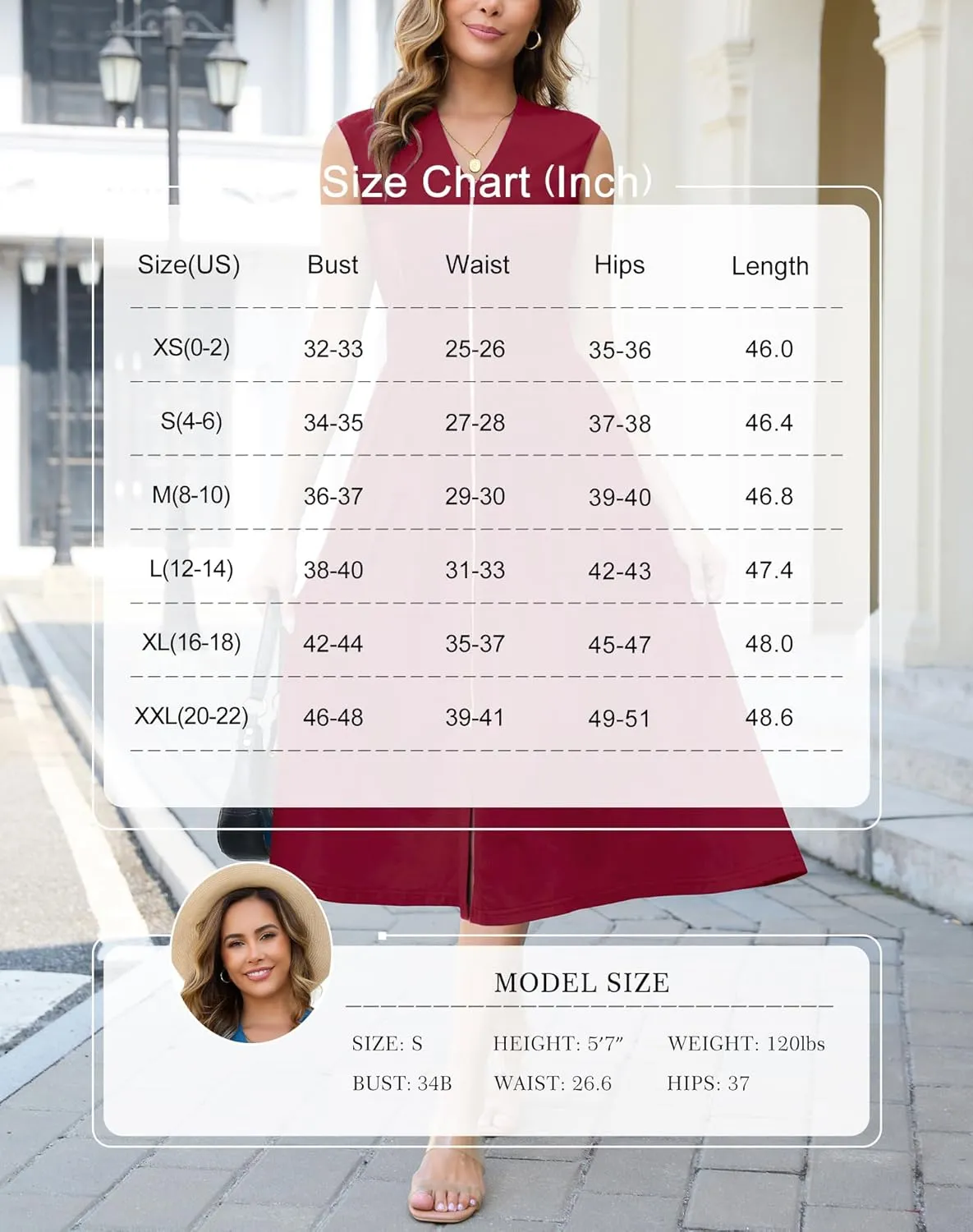 Annebouti Womens 2025 Summer Spring Casual Work Smocked Waist Zipper Front Sleeveless Flowy Midi Dress with Pockets