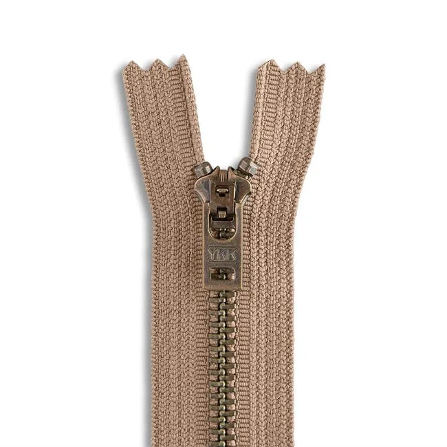 Antique Brass Zipper - Camel