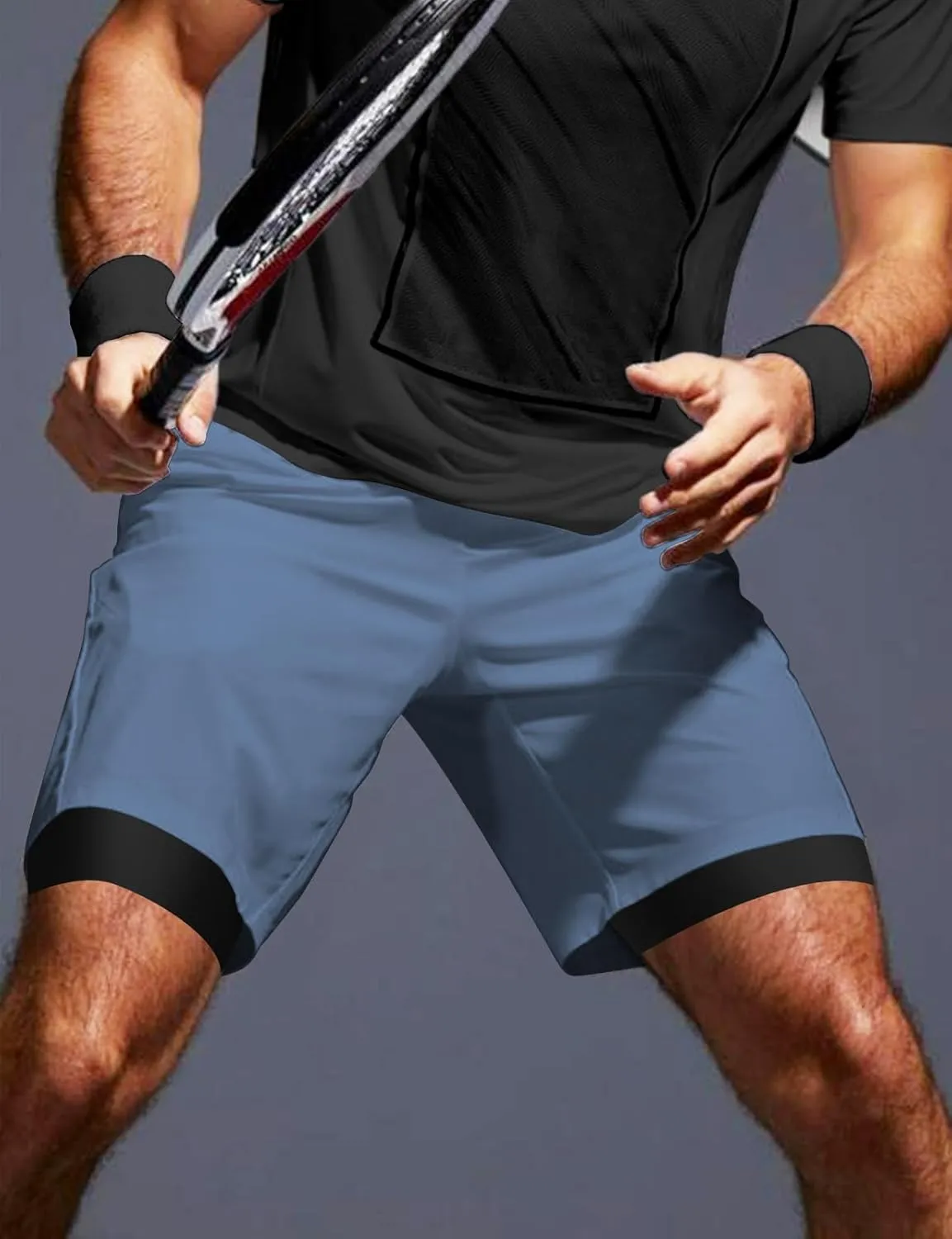 Aolesy Men’s 2 in 1 Running Shorts -5''/7'' Quick Dry Workout Gym Shorts with Pockets, Tennis Training Athletic Shorts