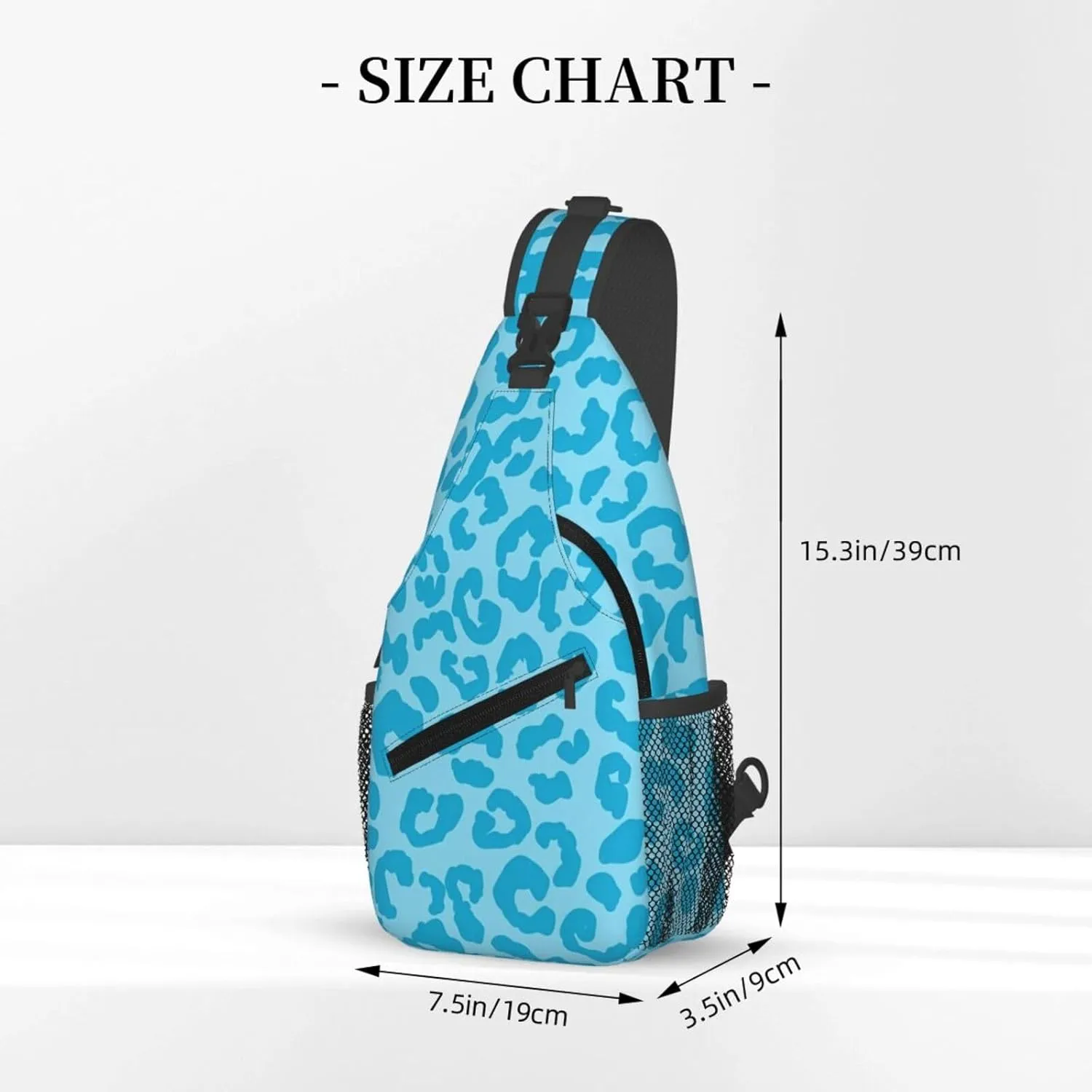 Aqua Cheetah Blue Aesthetic Crossbody Bag Cross Chest Bag Adjustable Sling Backpack Sports Gym Shoulder Bags Travel Cycling Daypack Diagonally Casual Rucksack