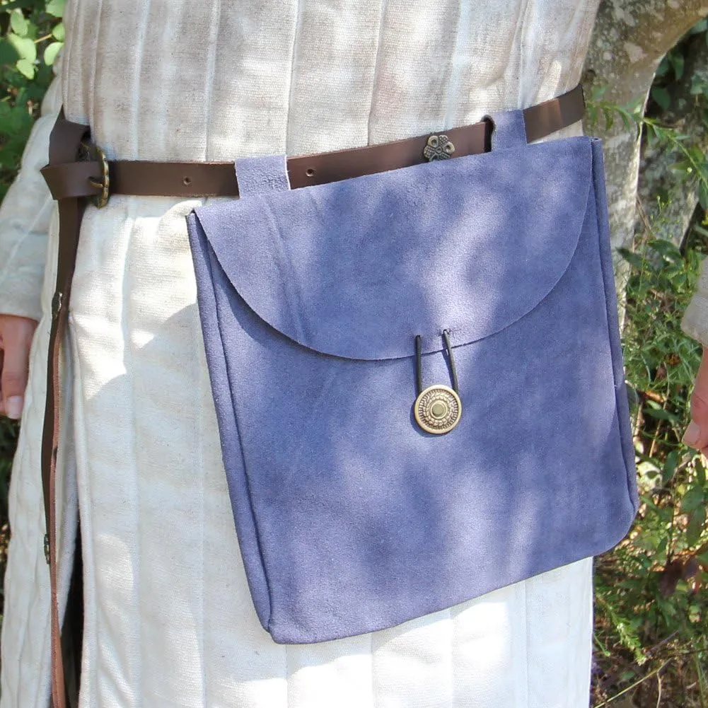 Armory Replicas™ Handmade Brown & Purple Leather Belt Pouches, Large Suede Bags with Wessex Grandeur & Touch of Royalty