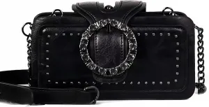 ARREBOL Small Vegan Leather Crossbody Bag for Women, Gothic Punk Style Studded Purse with Chain Strap