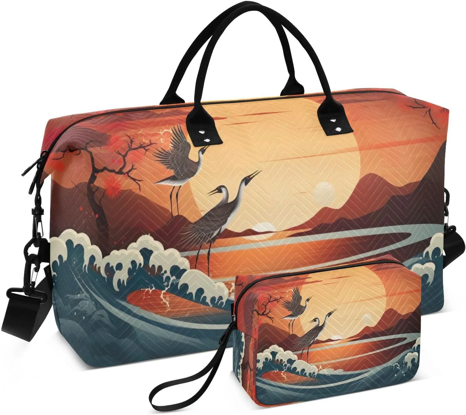 Asian Holiday Sports Gym Bag for Women Men Travel Duffel Bag Weekend Overnight Carry on Bag with Toiletry Bag Yoga Bag for Yoga Workout Swimming Hospital Plane