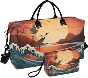 Asian Holiday Sports Gym Bag for Women Men Travel Duffel Bag Weekend Overnight Carry on Bag with Toiletry Bag Yoga Bag for Yoga Workout Swimming Hospital Plane