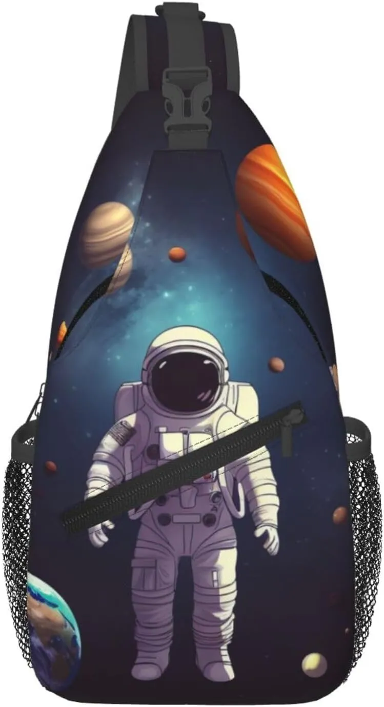 Astronaut solar system planets Cross Chest Bag Diagonally Sling Bag for Men Women Crossbody Shoulder Bag Travel Hiking Daypack