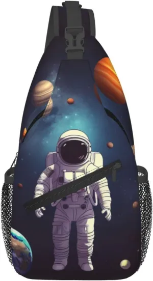 Astronaut solar system planets Cross Chest Bag Diagonally Sling Bag for Men Women Crossbody Shoulder Bag Travel Hiking Daypack