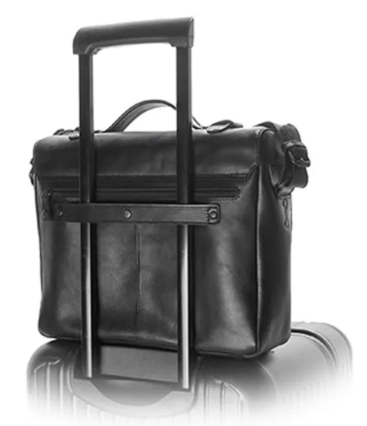AUNTS & UNCLES BRAIN BLACK LEATHER MEDIUM BUSINESS CASE / MESSENGER BAG/ SHOULDER BAG