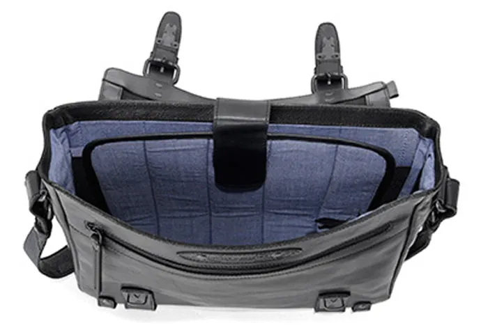 AUNTS & UNCLES BRAIN BLACK LEATHER MEDIUM BUSINESS CASE / MESSENGER BAG/ SHOULDER BAG