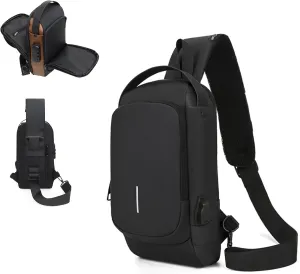 Auricz Sling Bag, 2025 New Carbon Fiber Streamline Anti-Theft Sling Bag, Waterproof, for Travel Gym Sports
