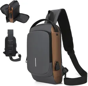 Auricz Sling Bag, 2025 New Carbon Fiber Streamline Anti-Theft Sling Bag, Waterproof, for Travel Gym Sports