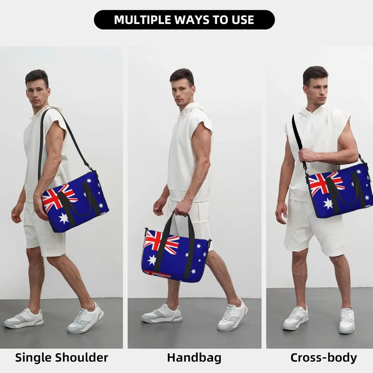 Australian Flag Small Duffel Bag Foldable Travel Bag Weekender Bag Overnight Gym Hospital Bags For Women&Men