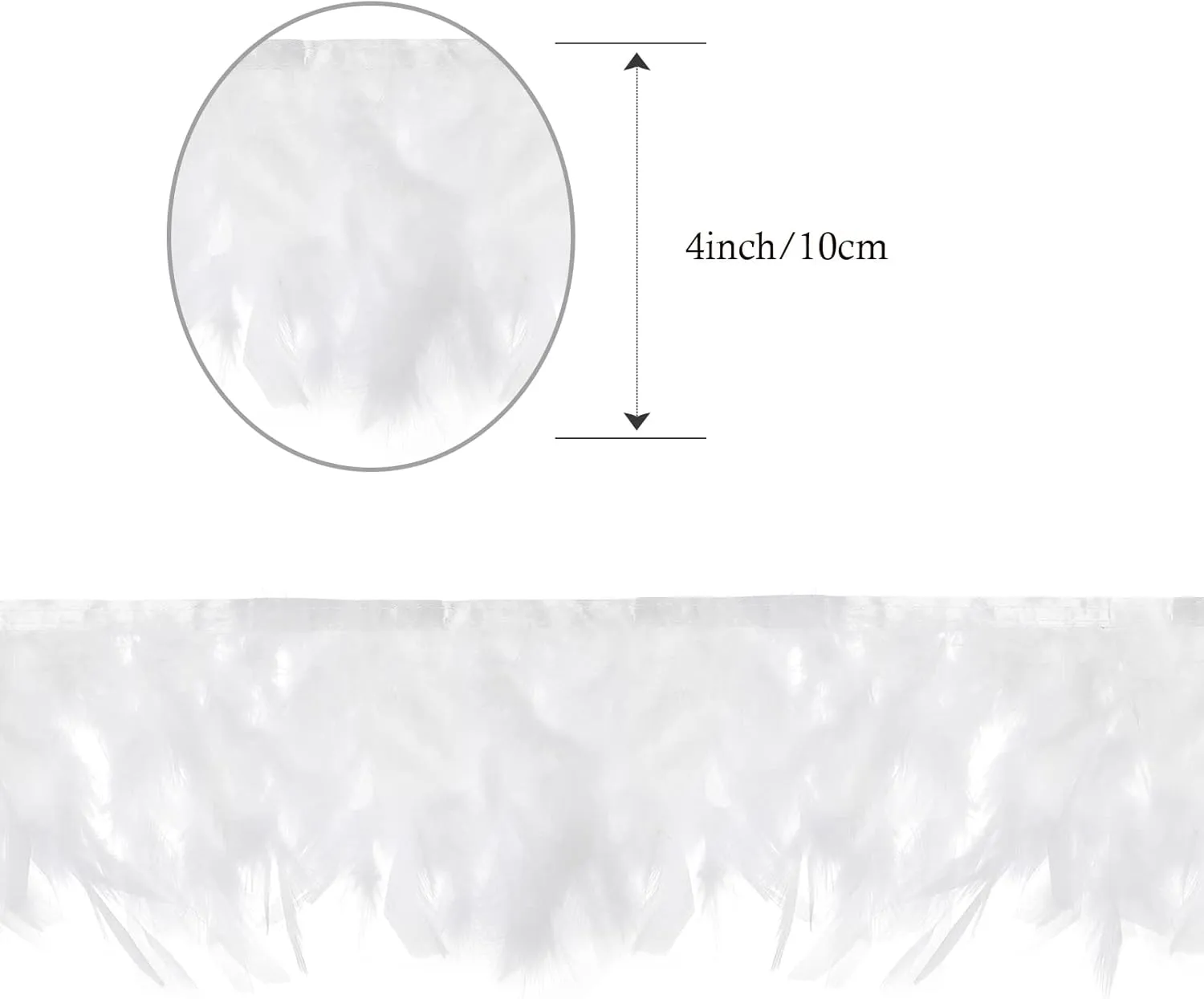 AWAYTR 5 Yards Turkey Feather Trim - 4~6in Width Natural Fluffy Feather Trim Fringe for DIY Dress Crafts Costumes Decoration (White)