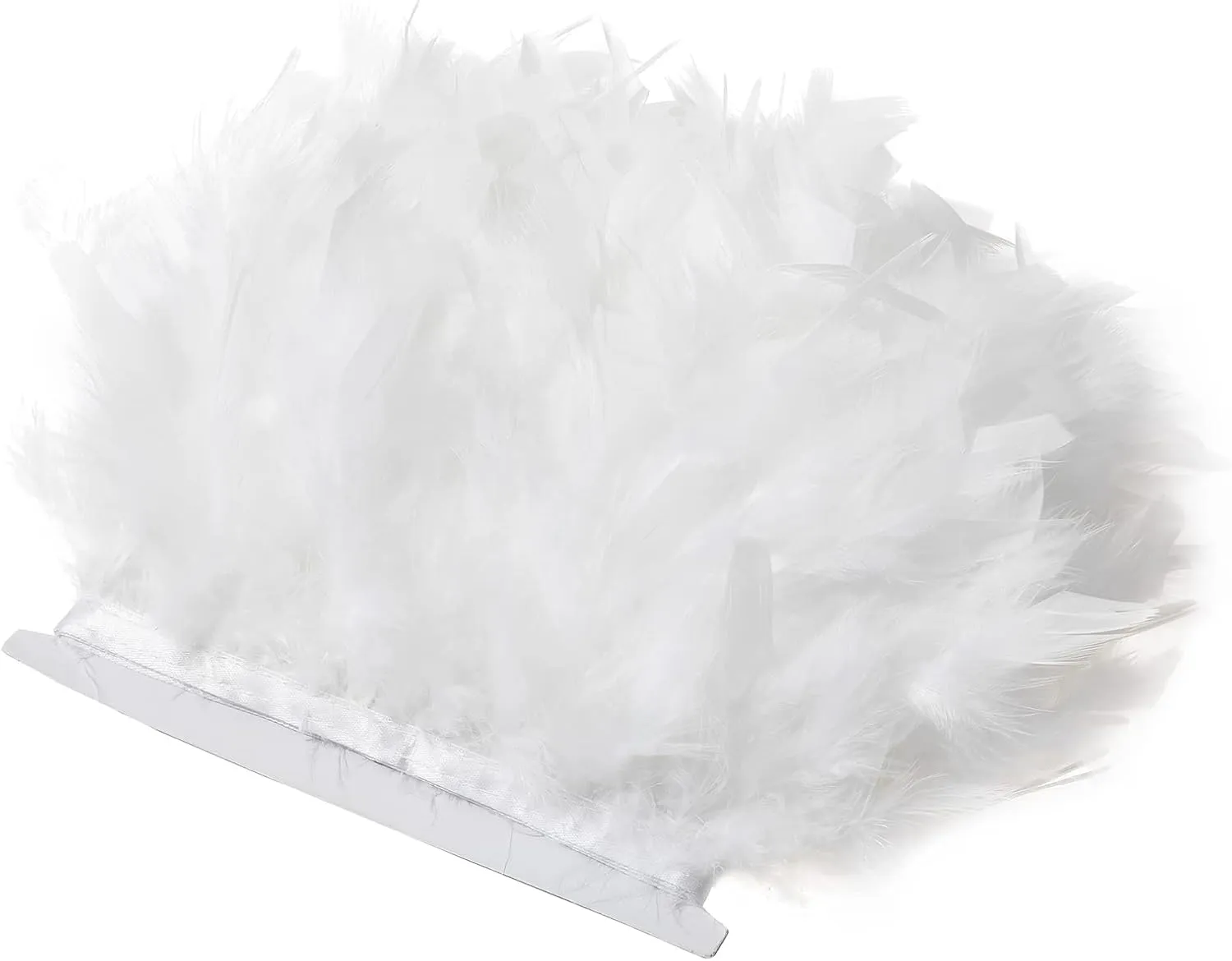 AWAYTR 5 Yards Turkey Feather Trim - 4~6in Width Natural Fluffy Feather Trim Fringe for DIY Dress Crafts Costumes Decoration (White)