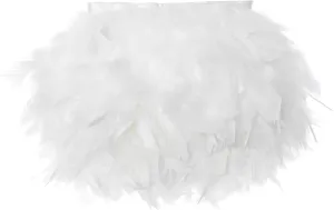 AWAYTR 5 Yards Turkey Feather Trim - 4~6in Width Natural Fluffy Feather Trim Fringe for DIY Dress Crafts Costumes Decoration (White)