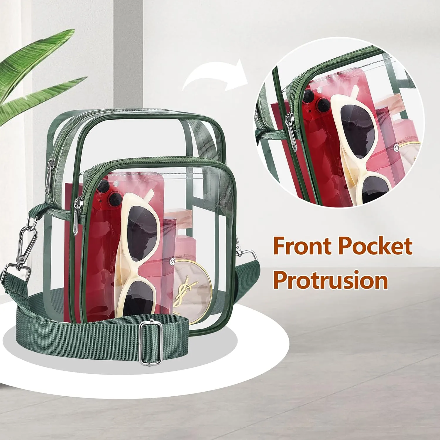 Bagenius Clear Bag for Stadium Events, Clear Purse with Removable Strap, Transparent Bag for Sports Concert and Festivals