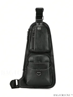 BagForLove - Black Metal Decor Mini Sling Bag: Adjustable Strap for Casual Style