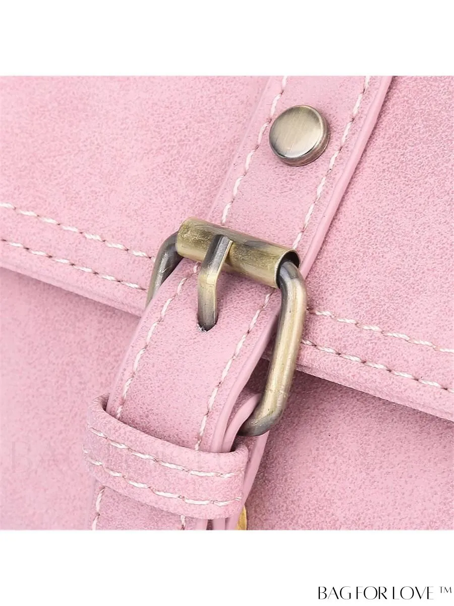 BagForLove - Compact Flap Bag with Buckle and Studded Accents