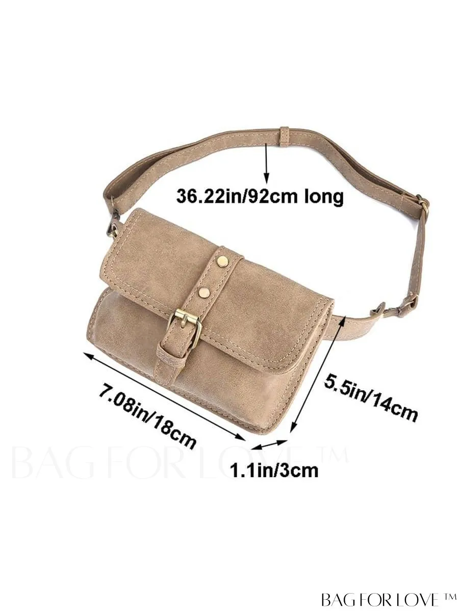 BagForLove - Compact Flap Bag with Buckle and Studded Accents