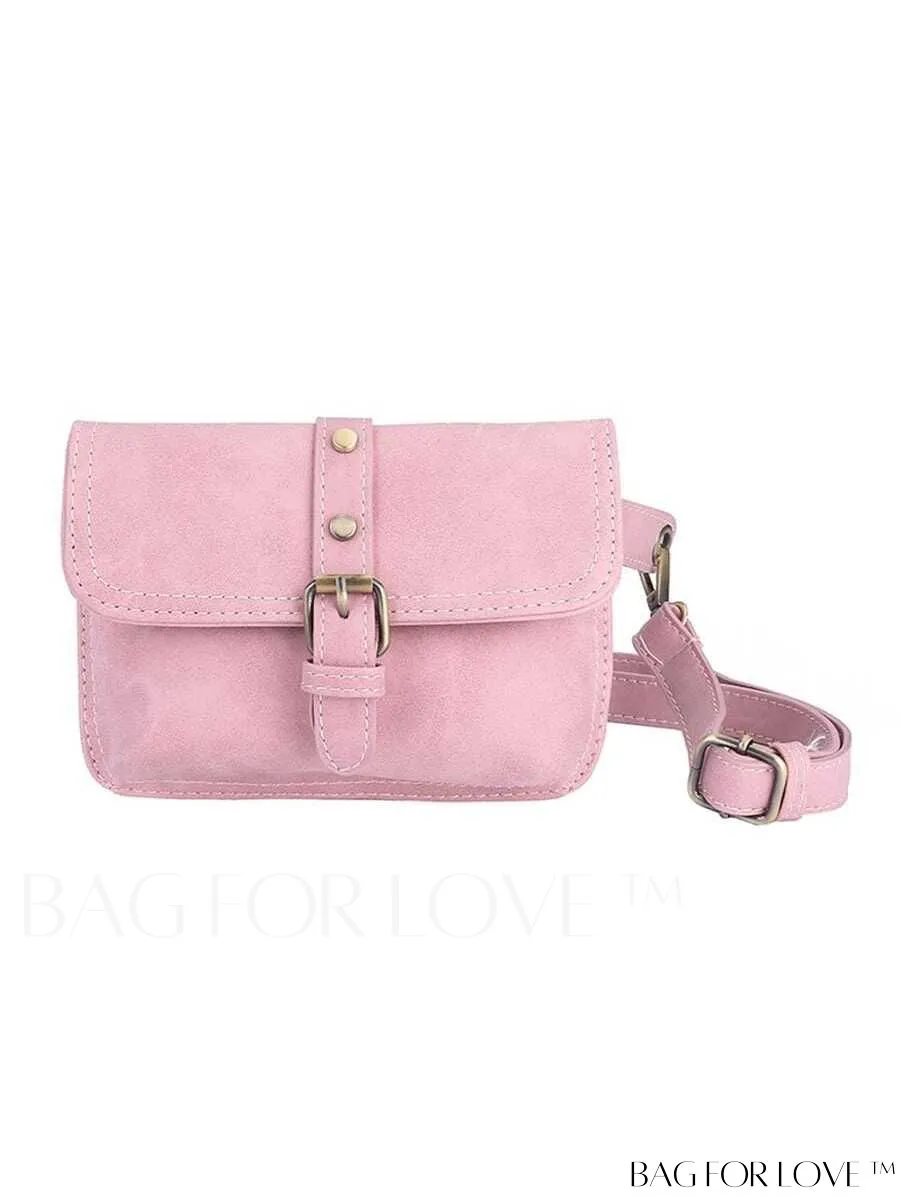 BagForLove - Compact Flap Bag with Buckle and Studded Accents