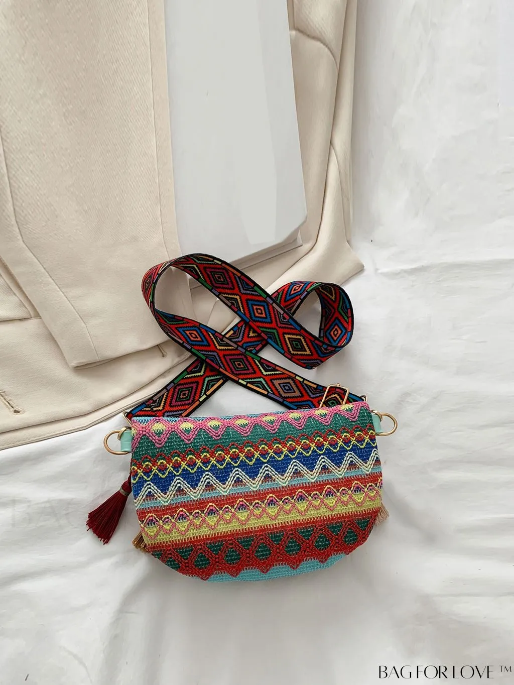 BagForLove - Nylon Fanny Pack with Colorblock Tassel Accents