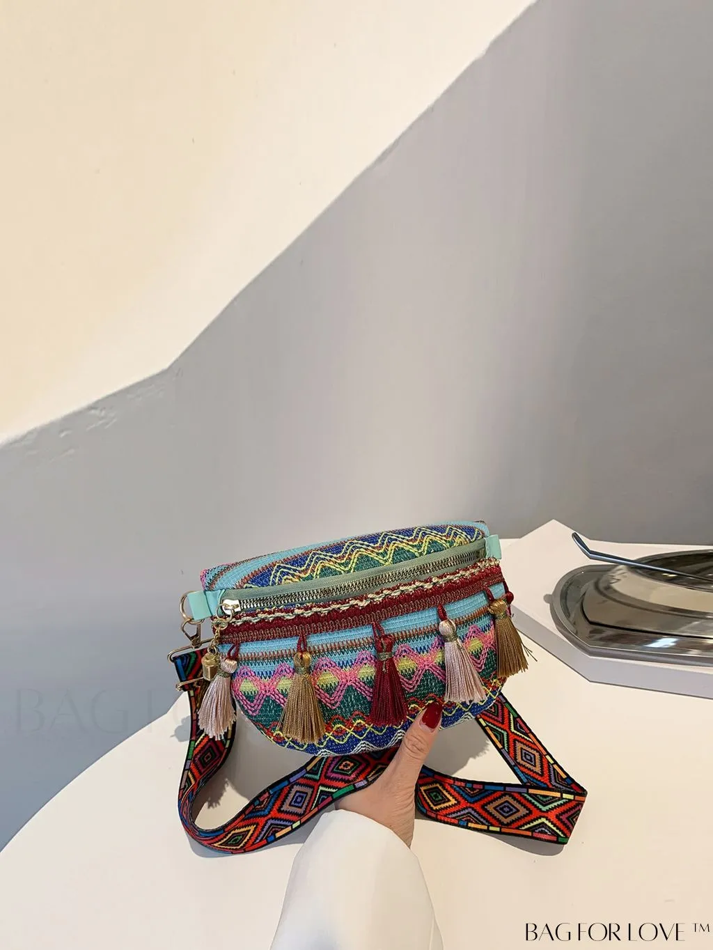 BagForLove - Nylon Fanny Pack with Colorblock Tassel Accents