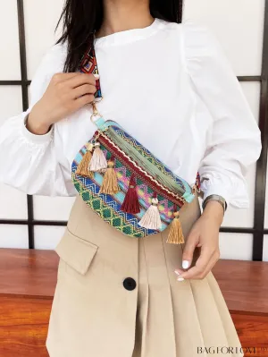 BagForLove - Nylon Fanny Pack with Colorblock Tassel Accents