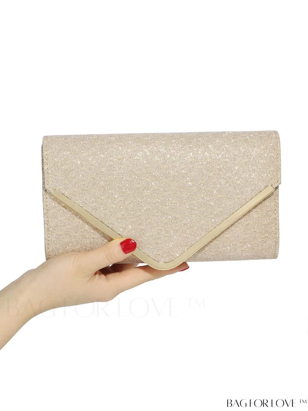 BagForLove - Party-ready Glitter Envelope Bag with Metal Accents - Compact and Chic