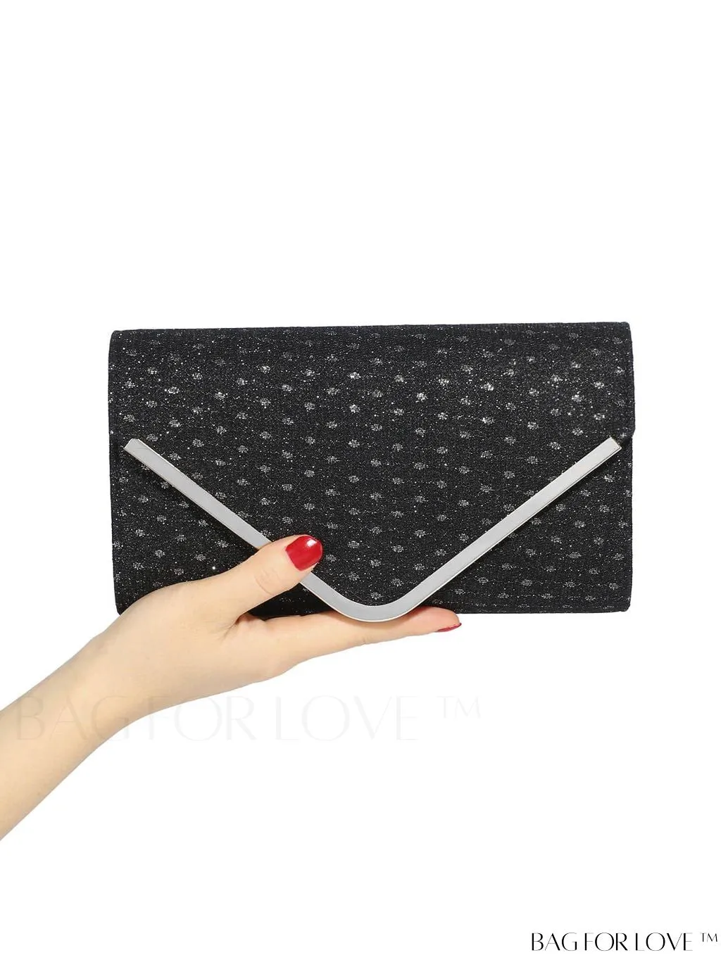 BagForLove - Party-ready Glitter Envelope Bag with Metal Accents - Compact and Chic