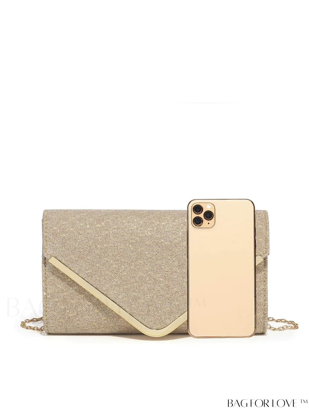 BagForLove - Party-ready Glitter Envelope Bag with Metal Accents - Compact and Chic