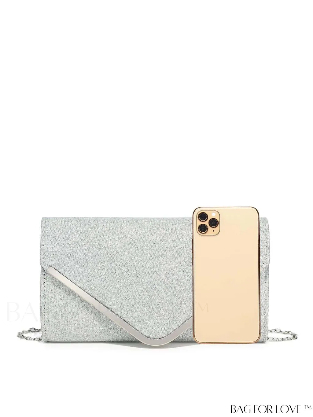 BagForLove - Party-ready Glitter Envelope Bag with Metal Accents - Compact and Chic