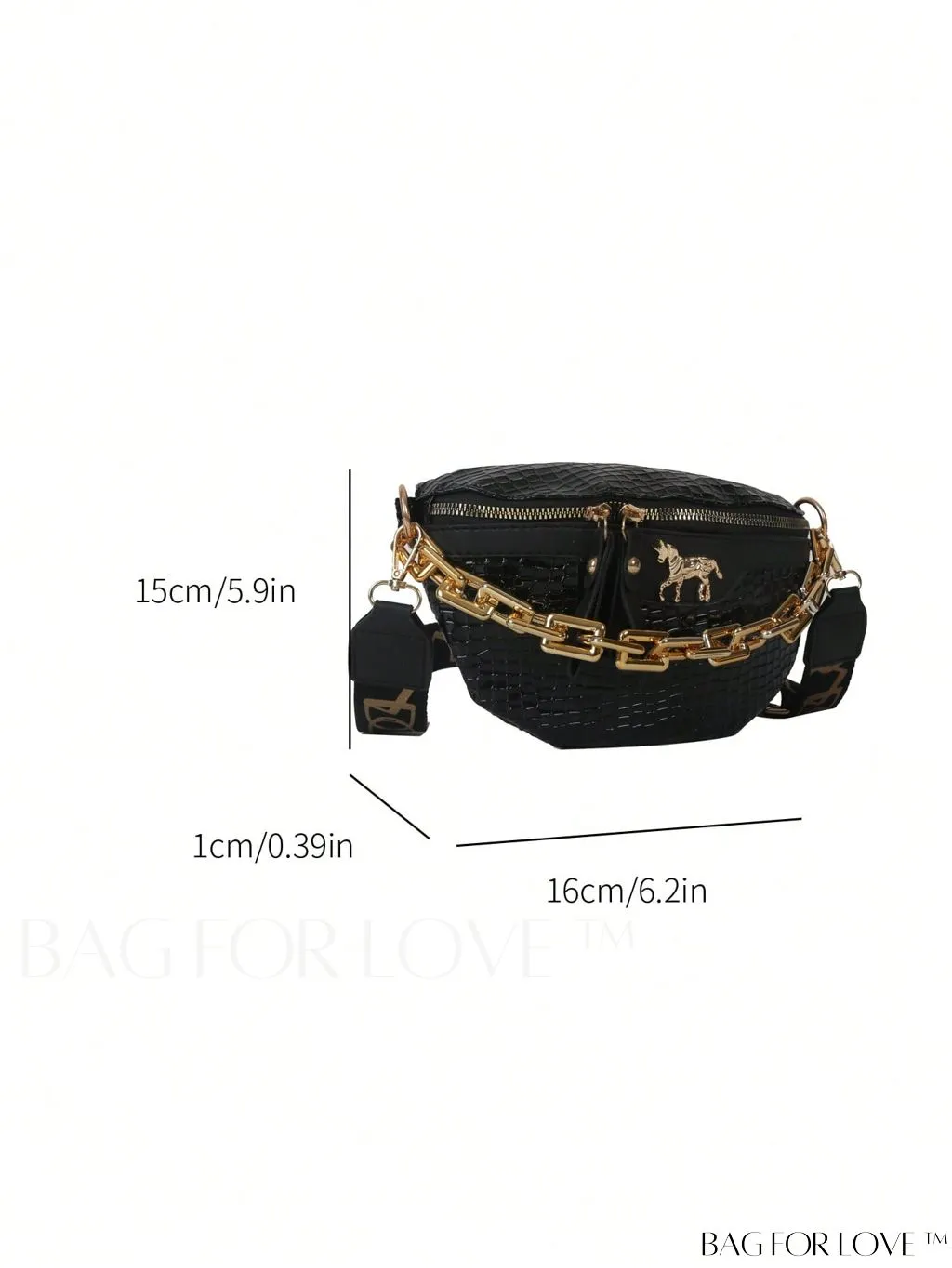 BagForLove - Quilted Mini Fanny Pack with Chain and Metal Accents
