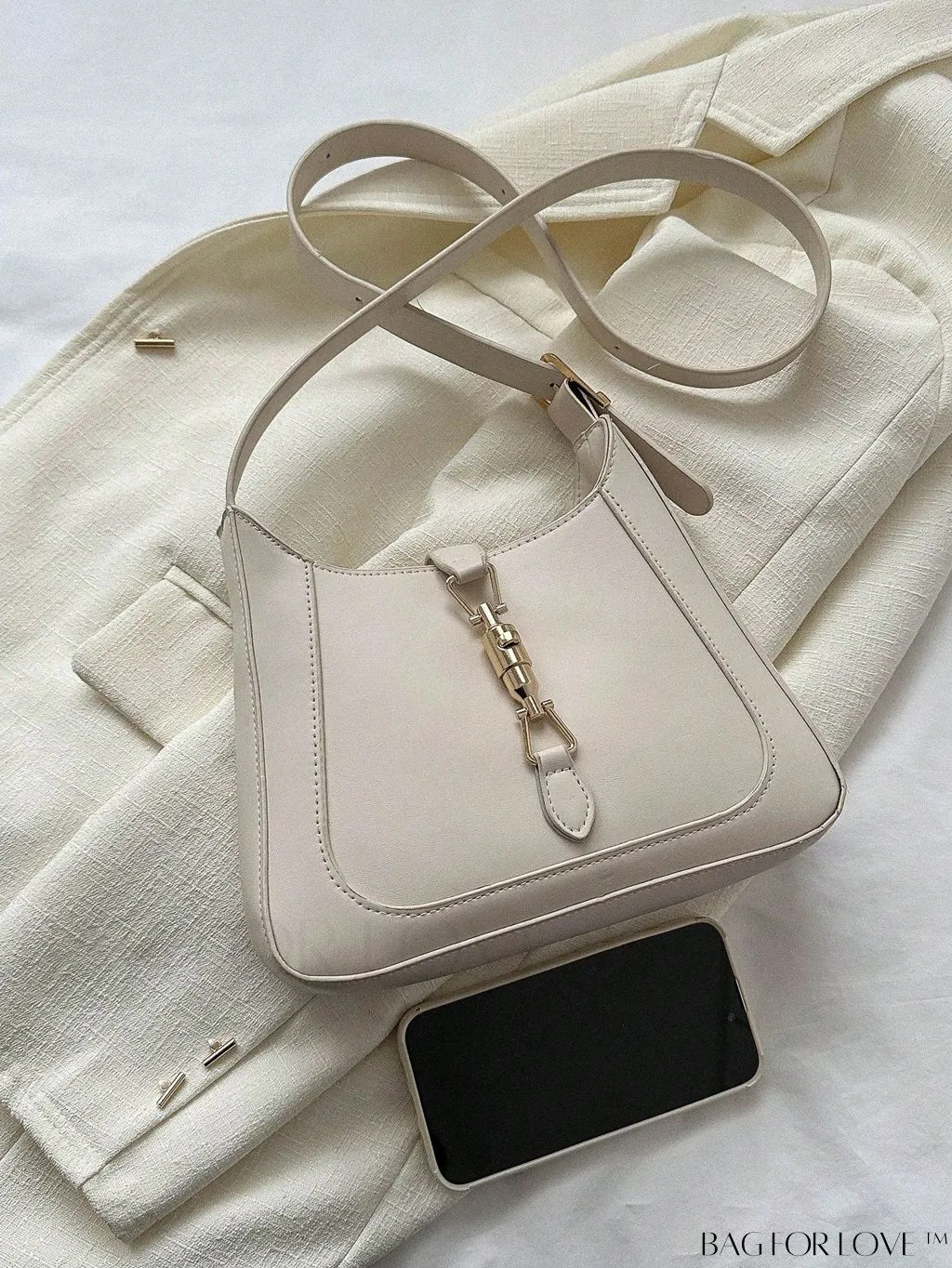 BagForLove - Stylish Adjustable Strap Hobo Bag with Chic Metal Accents