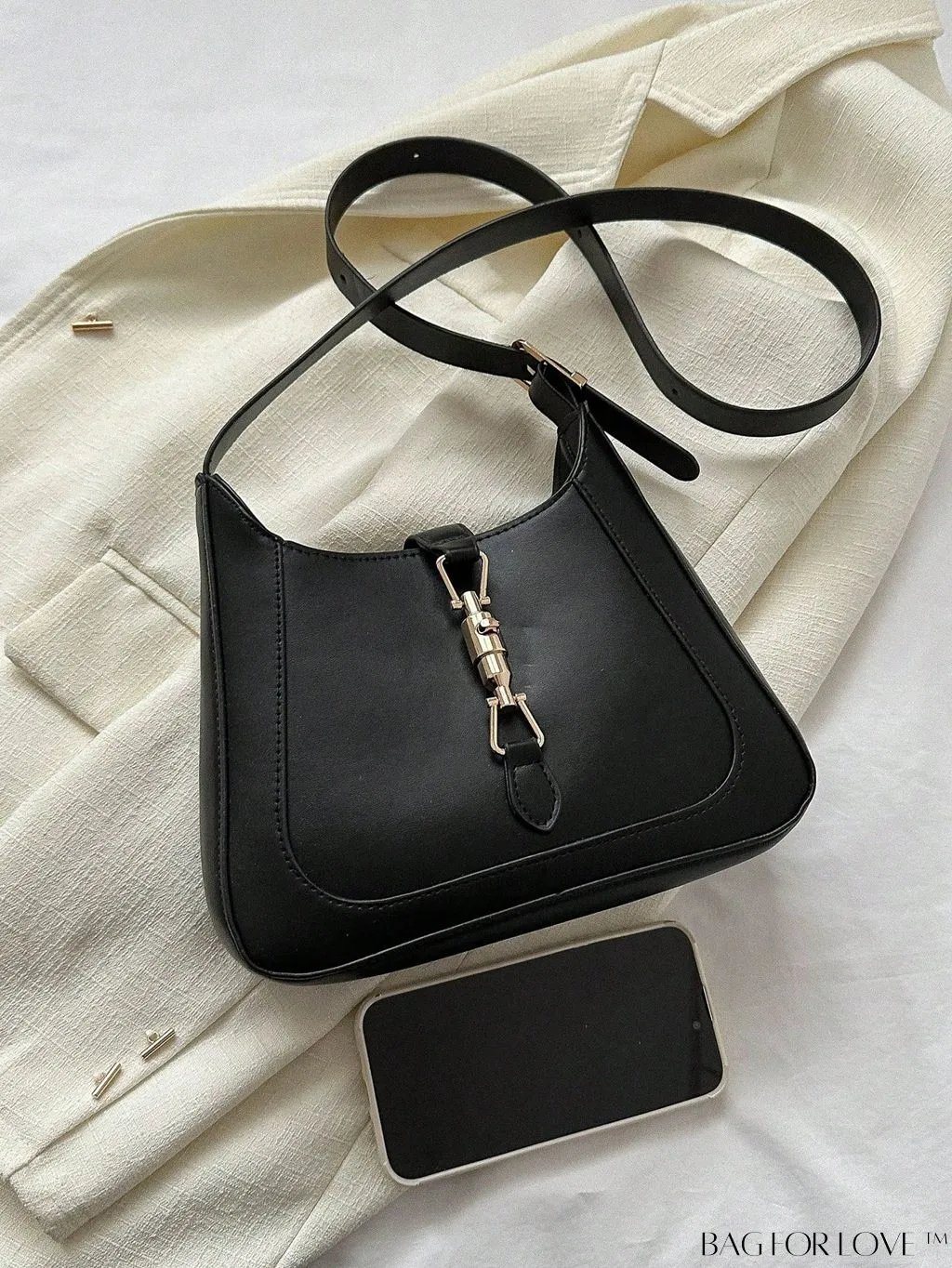 BagForLove - Stylish Adjustable Strap Hobo Bag with Chic Metal Accents