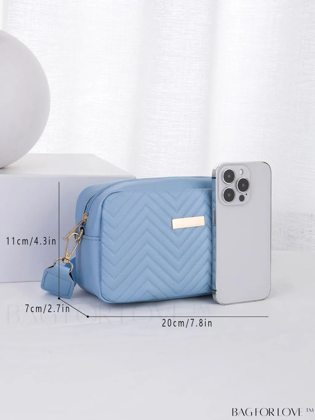 BagForLove - Stylish Square Bag with Mini Chevron Pattern and Metal Accents