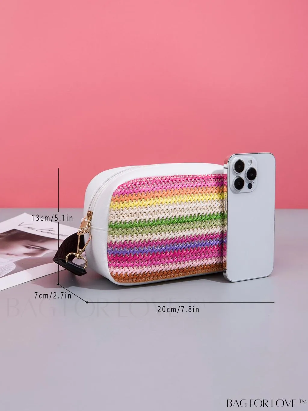 BagForLove - Stylish Square Bag with Mini Chevron Pattern and Metal Accents