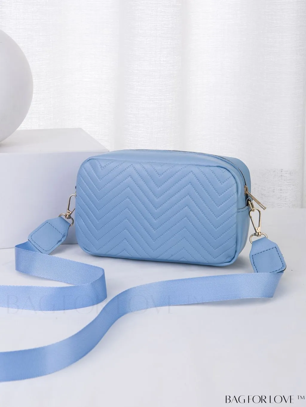 BagForLove - Stylish Square Bag with Mini Chevron Pattern and Metal Accents