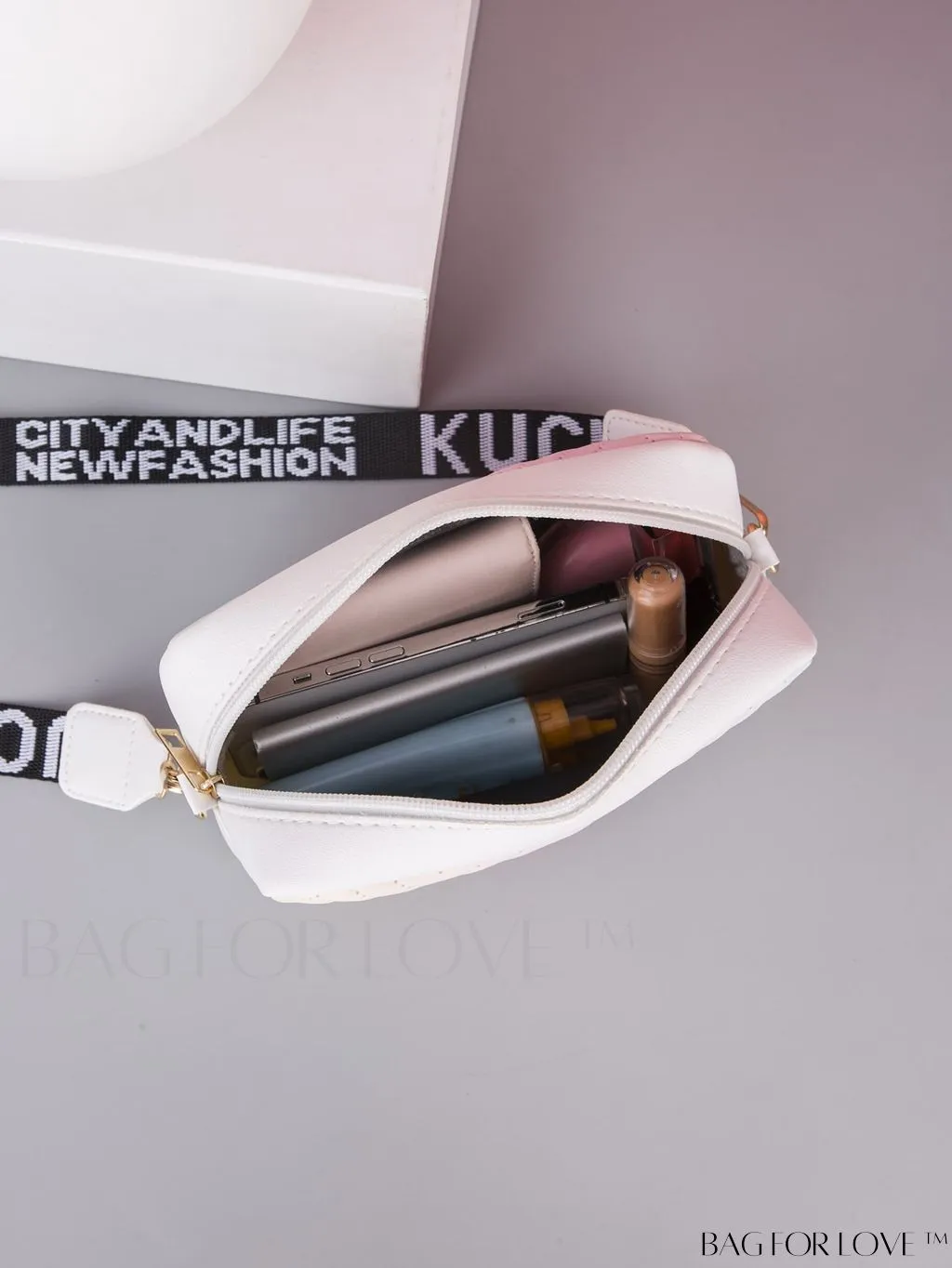 BagForLove - Stylish Square Bag with Mini Chevron Pattern and Metal Accents