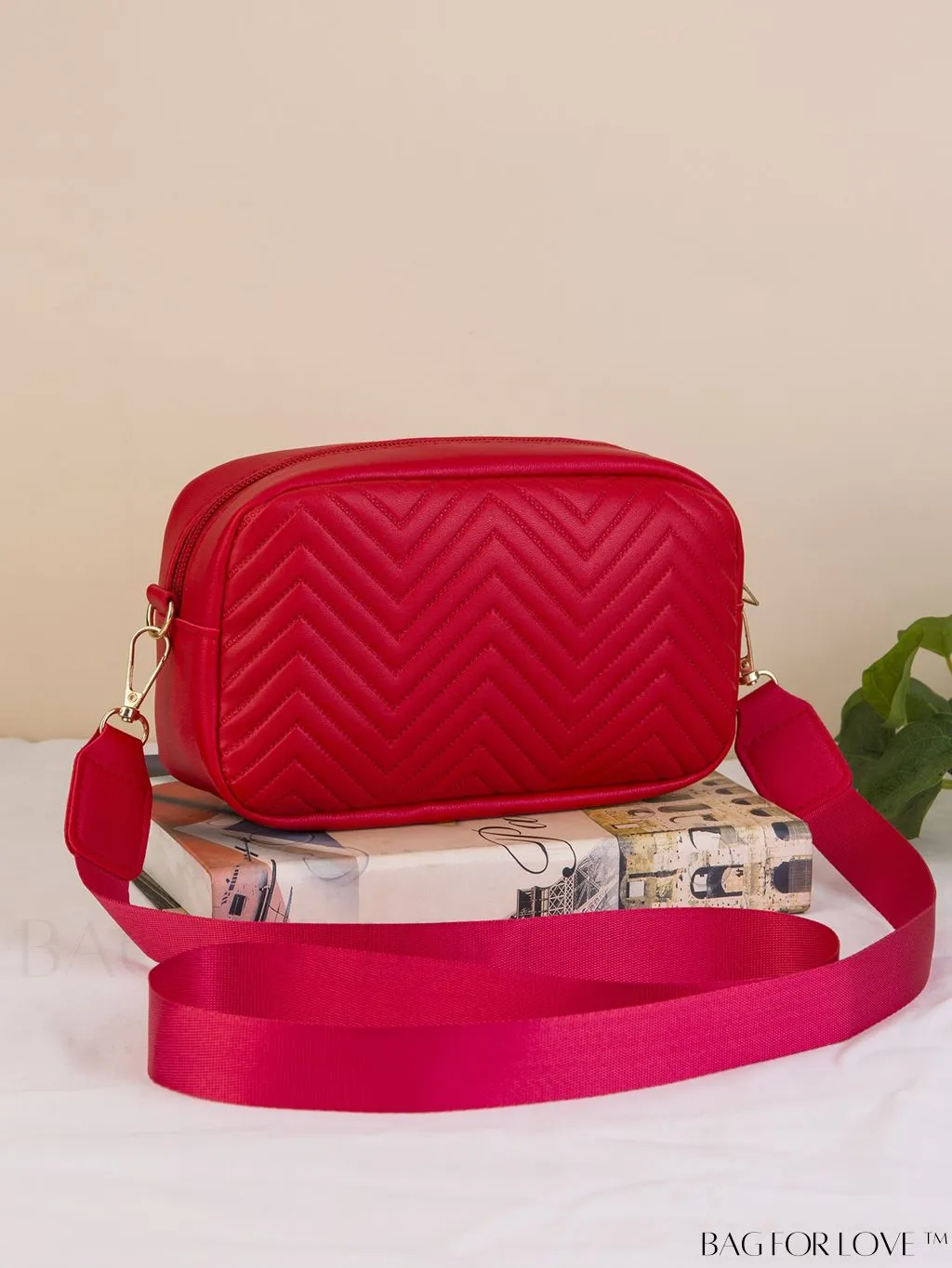BagForLove - Stylish Square Bag with Mini Chevron Pattern and Metal Accents