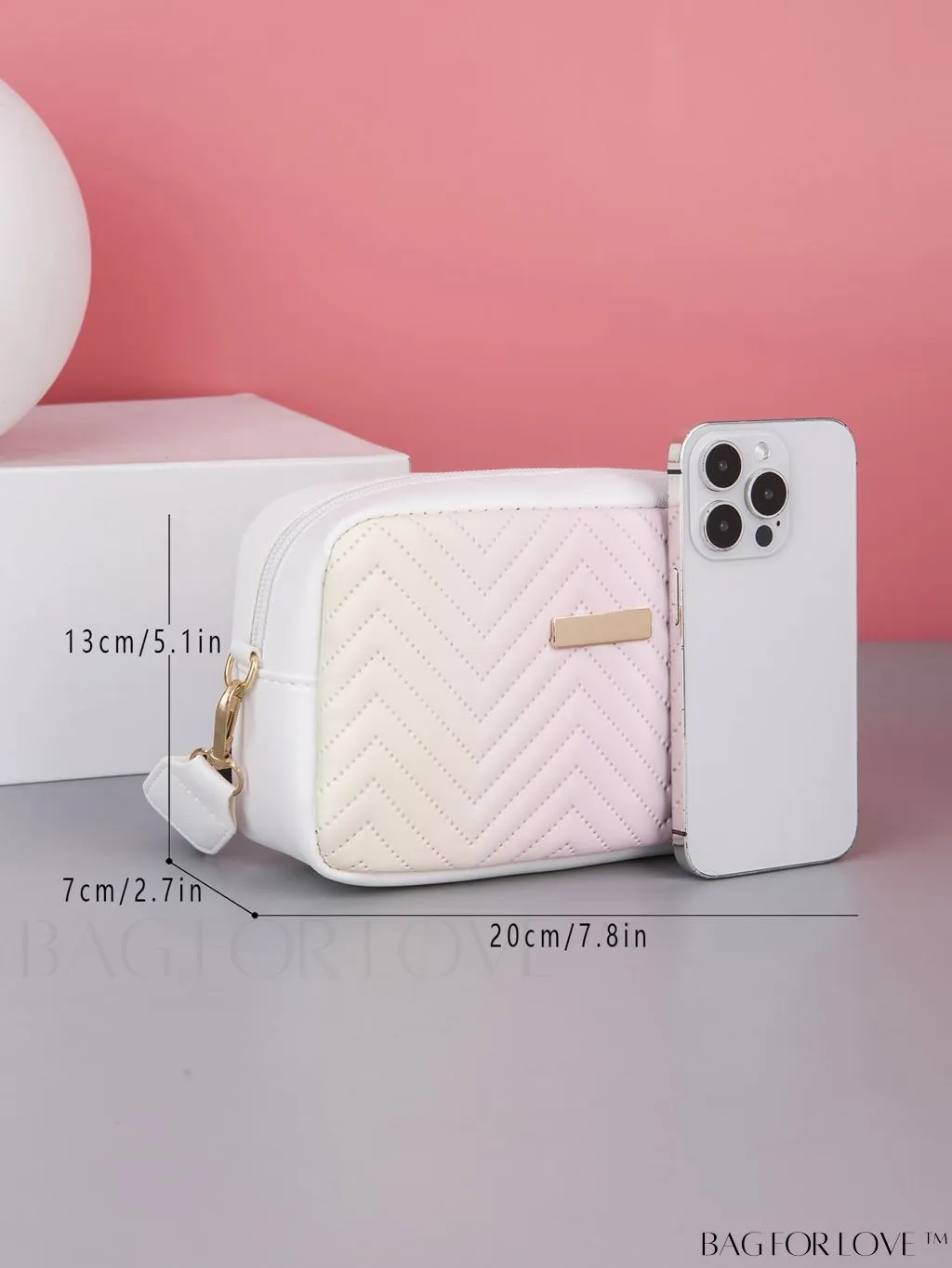 BagForLove - Stylish Square Bag with Mini Chevron Pattern and Metal Accents