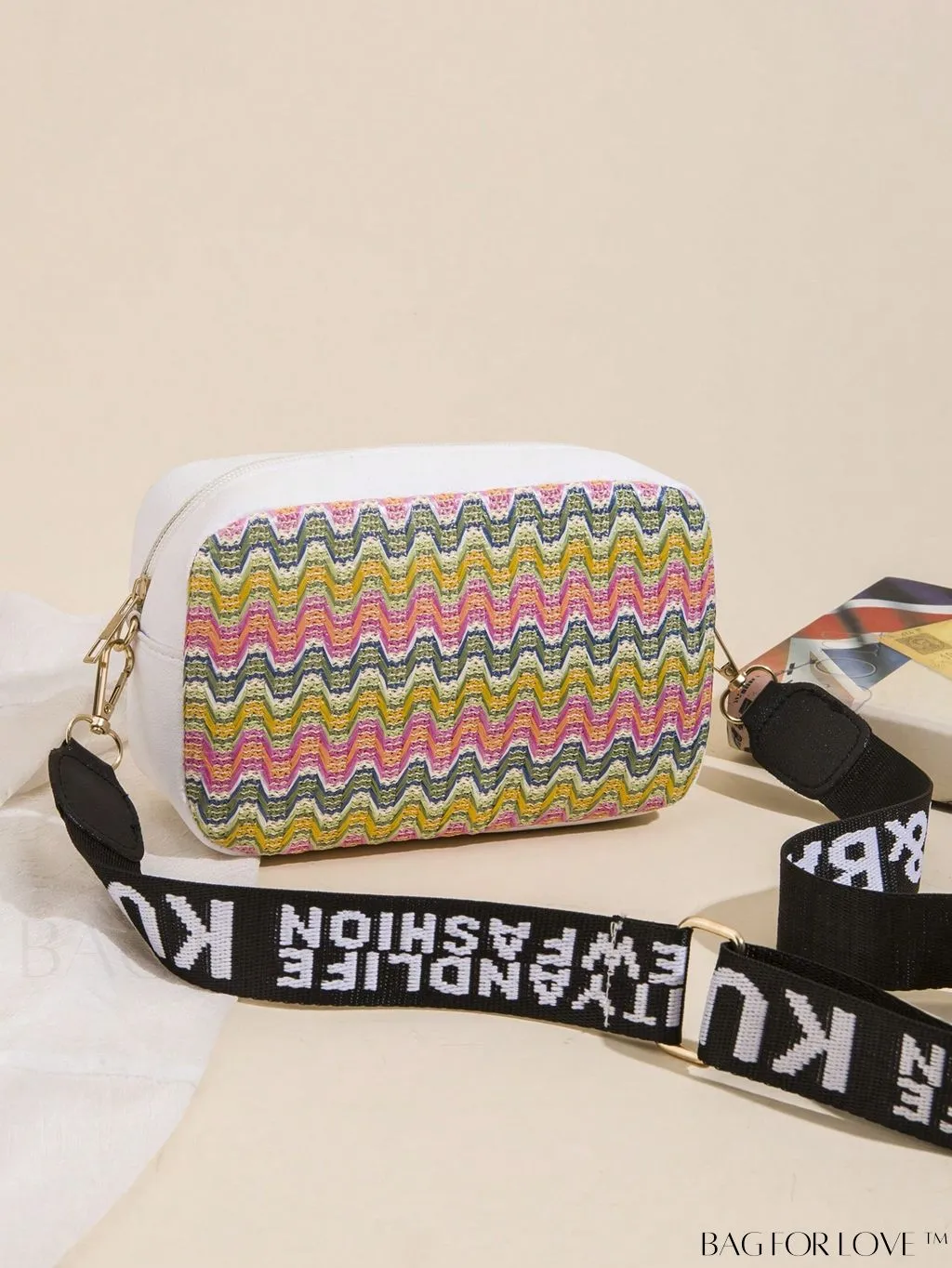 BagForLove - Stylish Square Bag with Mini Chevron Pattern and Metal Accents