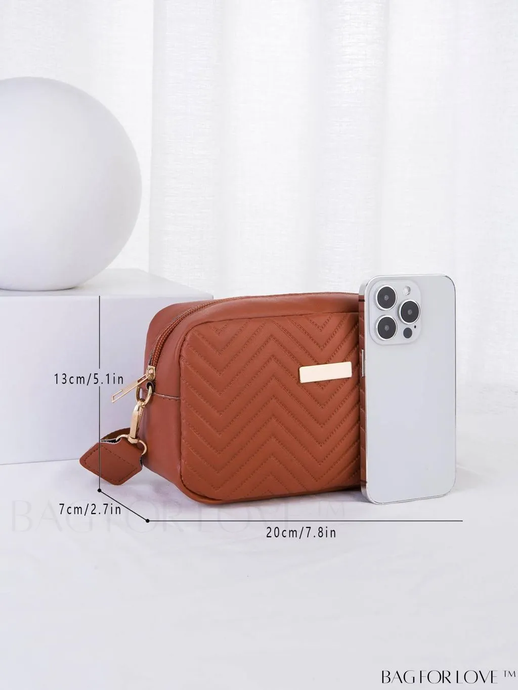 BagForLove - Stylish Square Bag with Mini Chevron Pattern and Metal Accents